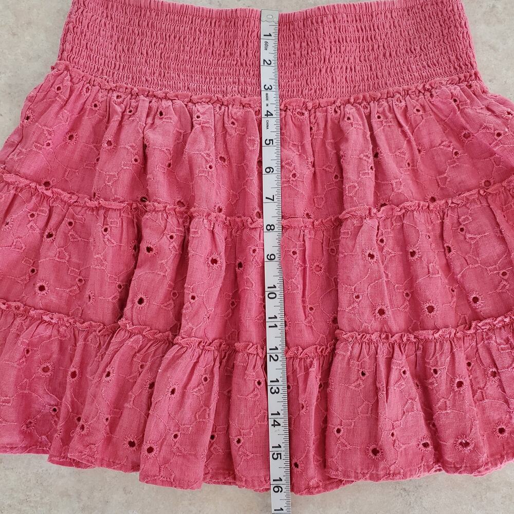 American Eagle Pink Tiered Cotton Eyelet Skirt Size M - Picture 6 of 8